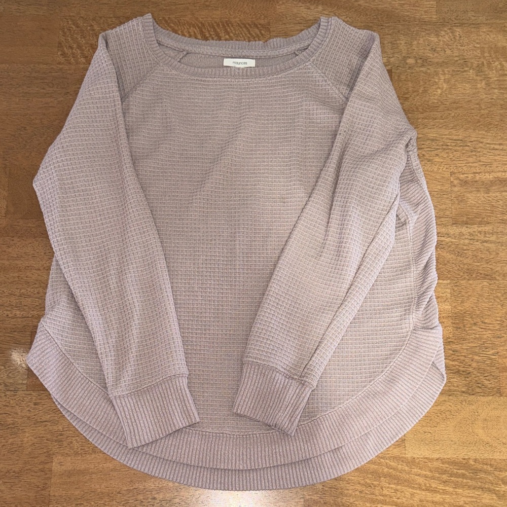 Maurices Pink Waffle Knit Long Sleeve Top Size M Cozy Casual Basic